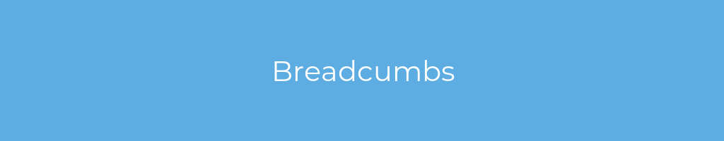 La imagen muestra un fondo azul con un texto centrado en letras blancas que muestra la palabra Breadcumbs 
