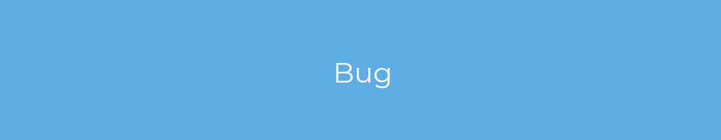 La imagen muestra un fondo azul con un texto centrado en letras blancas que muestra la palabra Bug 