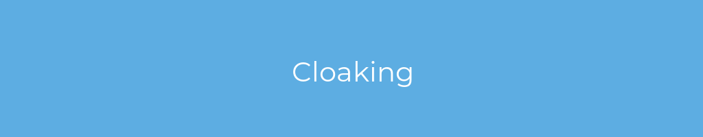 La imagen muestra un fondo azul con un texto centrado en letras blancas que muestra la palabra Cloaking 