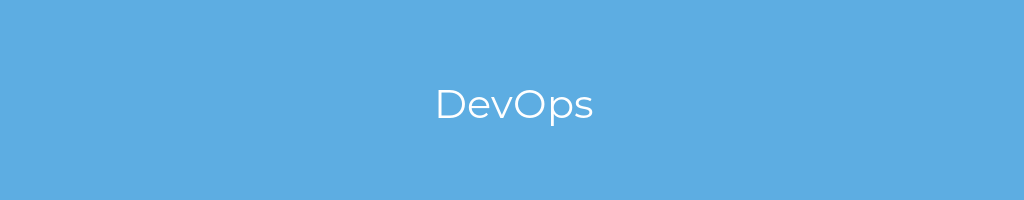 La imagen muestra un fondo azul con un texto centrado en letras blancas que muestra la palabra DevOps 