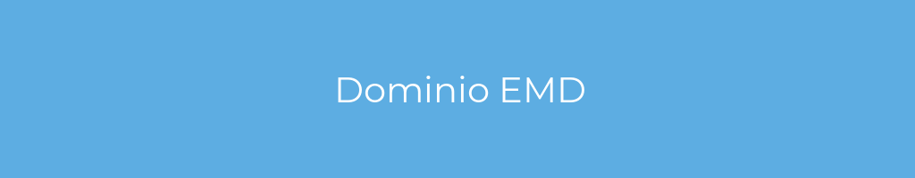 La imagen muestra un fondo azul con un texto centrado en letras blancas que muestra la palabra Dominio EMD 