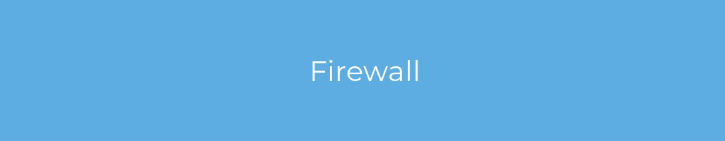 La imagen muestra un fondo azul con un texto centrado en letras blancas que muestra la palabra firewall 