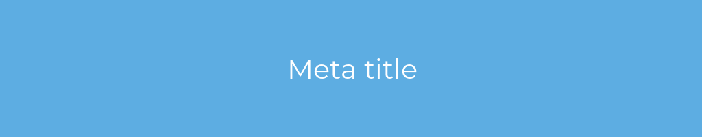 La imagen muestra un fondo azul con un texto centrado en letras blancas que muestra la palabra Meta title 