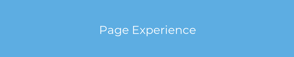 La imagen muestra un fondo azul con un texto centrado en letras blancas que muestra la palabra Page Experience 