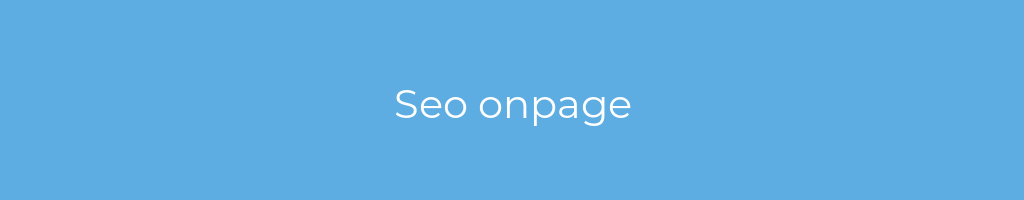 La imagen muestra un fondo azul con un texto centrado en letras blancas que muestra la palabra Seo onpage 
