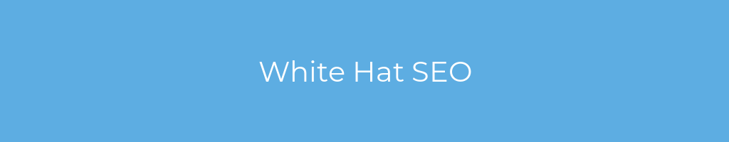 La imagen muestra un fondo azul con un texto centrado en letras blancas que muestra la palabra White Hat SEO 