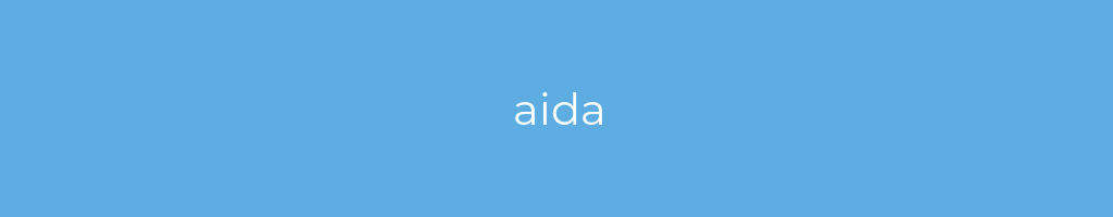 La imagen muestra un fondo azul con un texto centrado en letras blancas que muestra la palabra aida 