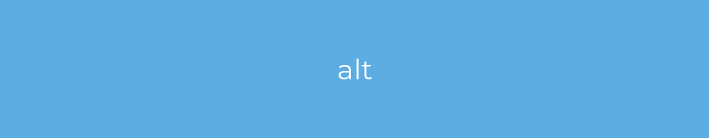 La imagen muestra un fondo azul con un texto centrado en letras blancas que muestra la palabra alt 