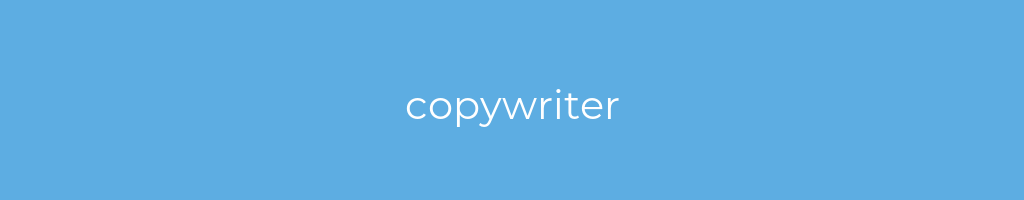 La imagen muestra un fondo azul con un texto centrado en letras blancas que muestra la palabra copywriter 