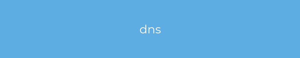 La imagen muestra un fondo azul con un texto centrado en letras blancas que muestra la palabra dns 