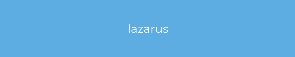 La imagen muestra un fondo azul con un texto centrado en letras blancas que muestra la palabra lazarus 