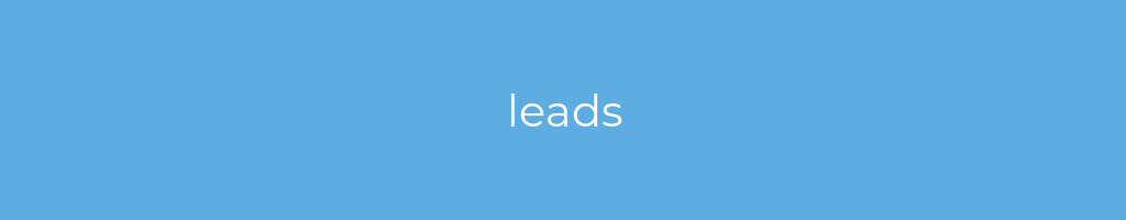 La imagen muestra un fondo azul con un texto centrado en letras blancas que muestra la palabra leads 