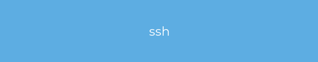 La imagen muestra un fondo azul con un texto centrado en letras blancas que muestra la palabra ssh 