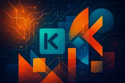 KuCoin, comparativa exchange, trading cripto La imagen presenta un fondo oscuro con patrones de circuitos que evocan tecnología. En el centro, destaca un símbolo en color azul con la letra "K", rodeado de formas geométricas en tonos naranjas y azules. Las líneas y puntos brillantes sugieren movimiento y conexión, creando una atmósfera moderna y dinámica. La combinación de colores transmite energía y creatividad, reflejando un ambiente digital y futurista.