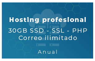 Hosting Profesional - 30Gb SSD, SSL, php, Correo Ilimitado (Anual)