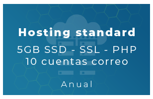Hosting Standard - 5Gb SSD, SSL, php, 10 Cta correo (Anual)